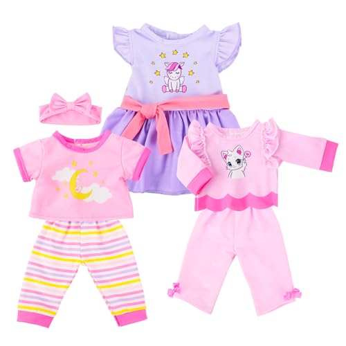 18INDC 3 Sets 14-18 Inch Baby Doll Clothes Pajama Set