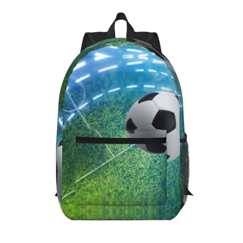 Sac à dos ordinateur 17 pouces avec motif ballon de football noir pour université et voyage