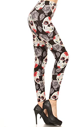 Women's Skull & Halloween Print Leggings [ Full Length ] Waistband 1