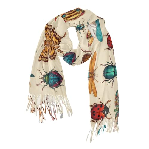 Flying Vintage Insect Bugs Womens Scarf Pashmina Shawl Wraps Large Long Winter Warm Soft Scarfs for Women