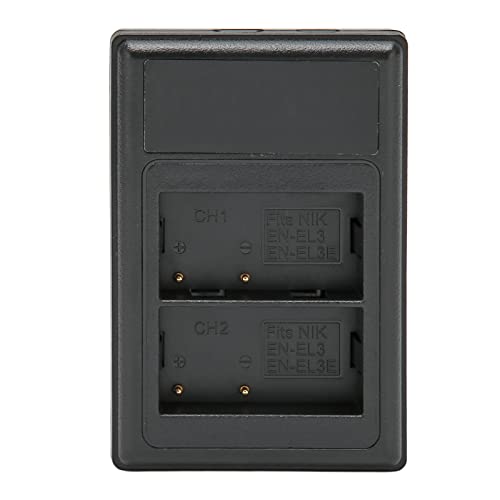 BROLEO Chargeur de batterie double pour appareil photo, chargeur de batterie pour appareil photo, protection multiple universelle, écran d'alimentation 8,4 V pour EN EL3E pour D80 pour D80S pour D700