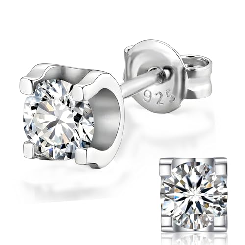Boucles d'oreilles en moissanite pour femmes, 0.5 carat, diamant cultivé en laboratoire, en argent sterling 925 plaqué or blanc 18K, boucles d'oreilles en...