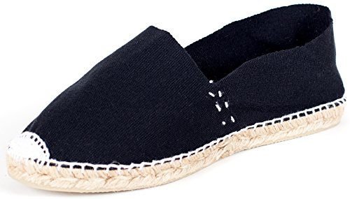 Sommerlatschen Espadrilles, Handmade, Schwarz, Unisex, SL1231, Größe 44