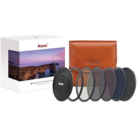 Kase Wolverine Professional Magnetic ND CPL Filters Kit 82mm Filters Kit Includes CPL+ND8 3 Stop+ND64 6 Stop+ND1000 10 Stop+Front Lens Cap+Adapter Ring+Filter Bag Cover