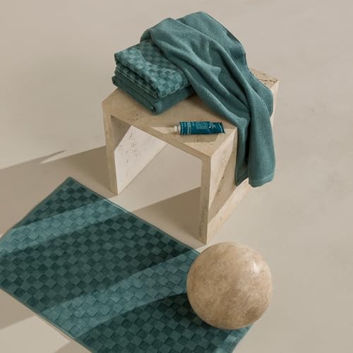 Möve Monochrome Check Velours Duschvorlage 50 x 80 cm aus 75% Baumwolle/ 25% Viskose aus Bambus-Zellstoff, Stone