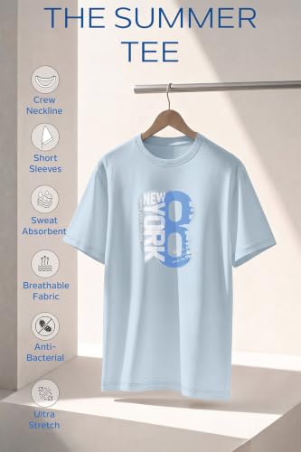 Image of Van Heusen Men's Athleisure Graphic T-Shirt - Comfortable Crew Neck| Soft Breathable Cotton Blend | Casual Wear Style | Summer Favorite | Style 60054
