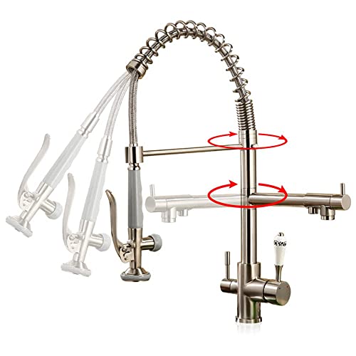 Grifo de cocina de 3 vías con modo de rociado doble y manguera flexible 4
