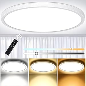 Plafonnier Led, Luminaire Plafonnier Télécommande 18W Réglable Ø30 cm 3000K-6000K Dimmable Lampe Plafond Led Moderne Rond 1600LM Applicable à Salle de Bain, Chambre, Cuisine, Salon, Balcon