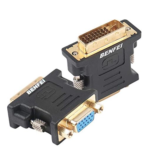 BENFEI DVI-I to VGA Adapter, 2 Pack DVI 24+5 to VGA Male to Female Adapter with Gold Plated Cord