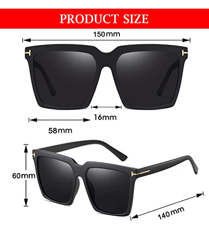 EYLRIM Oversized Square sunglasses for Women Men Black Big Frame Shades Outdoor Sun Glasses UV400 Protection - Image 7