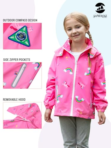 Image of SaphiRose Kids Waterproof Rain Jacket Mesh Lined with Removable Hood | Lightweight rain coat, windproof, breathable, school, camping, travel, outdoor play, boys and girls