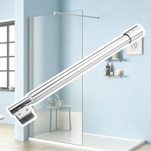 Mampara Ducha Fija Barra de Soporte de Inoxidable para Mampara de Ducha, Estabilizador Telescópico para Mampara de Ducha, Barra para Mampara de Vidrio Sin Marco(400-600 mm)