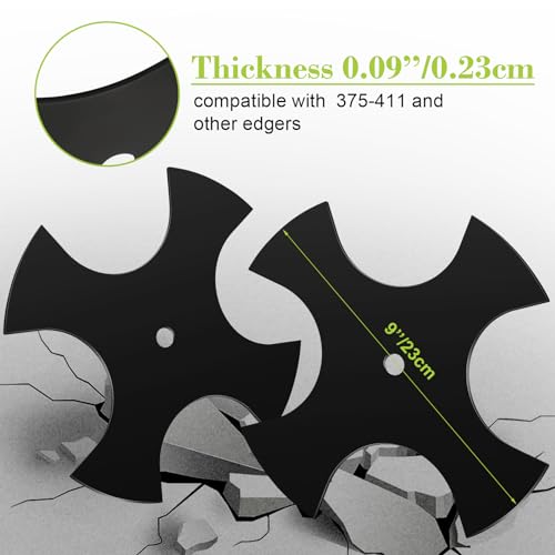 Hicarer 3 Pieces Edger Star Blade Star Edger Blade Lawn Edger Blade Edger Blades 9 x 1/2 Center Hole Compatible with 375-411 Edger Most Edger for Grass Garden Yard Lawn Farm - Thumbnail 2