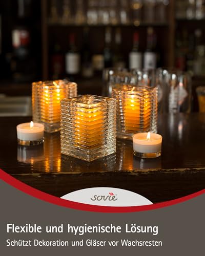Refill Kerzen Gelb 24 Stück - Kerze in Kunststoff-Hülle - ca. 24 Stunden Brenndauer - Kerzen Deko Innen & Außen - Schützt Glas & Dekoration – Bild 6