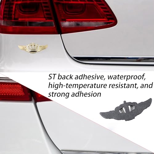 Image of Wing Crown Emblems,Crystal Diamond Crown Car Stickers Decals Decoration for Car SUV Window Laptops Luggage (Gold)