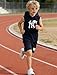 EDFTM Little Boys Summer Clothes Hooded Sleeveless Tank Tops Workout Shorts 2 Piece Set Fashion Outfits Navy Blue/Pink