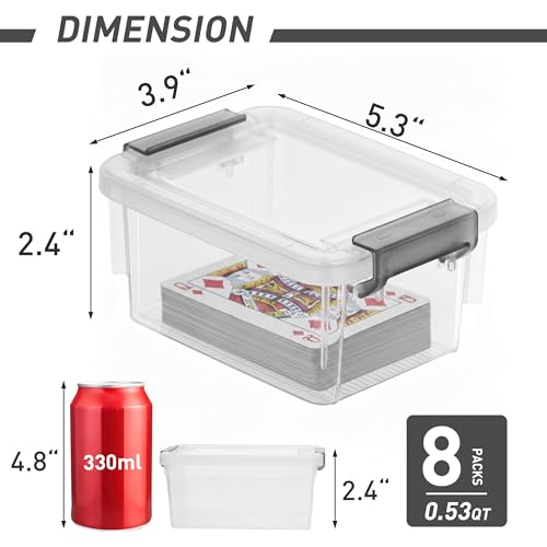 Image of Citylife 8 Packs Plastic Bead Organizers 0.53 QT Clear Storage Containers with Lids for Craft Storage Small Storage Box, 5.28 x 3.86 x 2.36 Inches