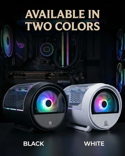 Image of Raptor Vortex RGB Gaming Cabinet (Black /White) | Panoramic Tempered Glass PC Case | mATX & Mini-ITX Support | Preinstalled RGB Fan | High Airflow Compact CPU Cabinet