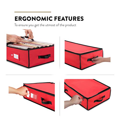 Zober Premium Wrap Organizer, Interior Pockets, Fits 18-24 Standers Rolls, Underbed Storage, Wrapping Paper Storage Box And Holiday Accessories, 40” Long - Tear-Proof Fabric #TOP5