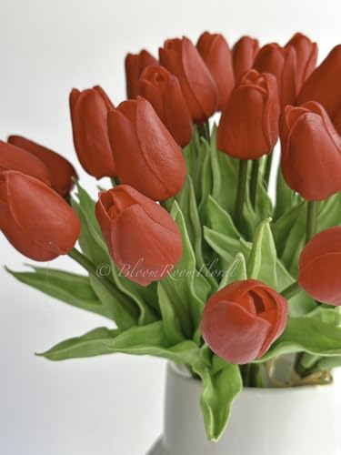 Image of CosaCentrum Beautiful Decorative Artificial Tulip Flower Bunches for Home decor (Red, Pack of 7)