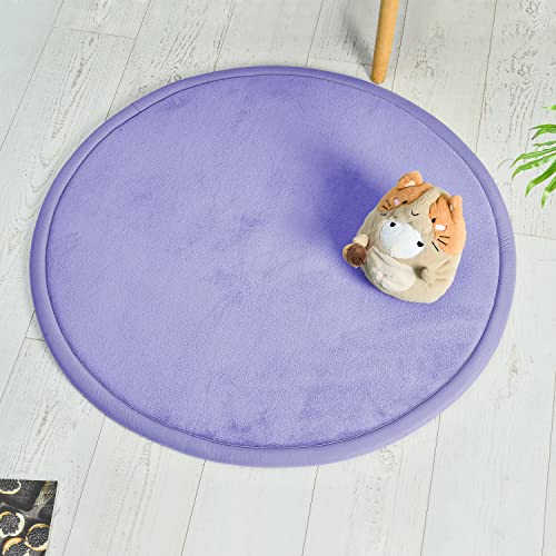 Loartee korallenrote Samtmatte Teppich Rund, als Krabbeldecke fürs Kind,2,5cm Dicker...