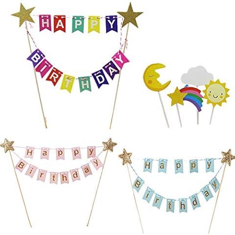 3 Pack Happy Birthday Cake Topper Set Cover