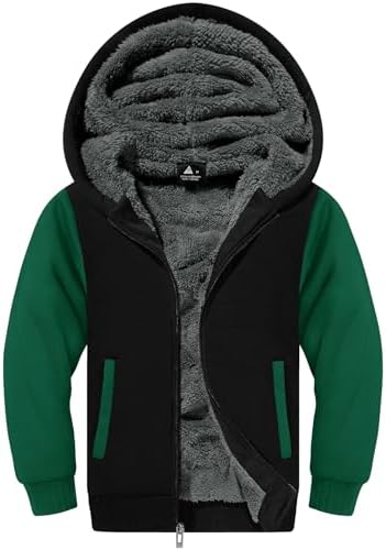 SwissWell Fleecejacke Kinder Jungen Warme Gefüttert Sweatjack Fleece Jacke mit Kapuze Jungen Winterjacke Kapuzenjacke für Kinder mit Reißverschluss Kuscheljacke