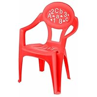 Best House Small Plastic Chair Numbered Design, Durable and Lightweight, Modern & Comfortable, Height Seat, Indoor or Outdoor Use for Boys and Girls (Red, Pack of 1)