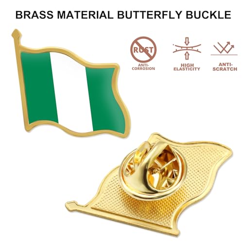 Image of 12 /24 /50 /100Pcs Nigeria Flag Lapel Pins Bulk - Metal Nigerian National Lapel Pin