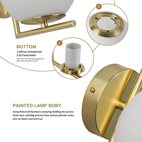 SUNLLOK Modern Reading Gold Wall Light Fixture, Indoor Adjustable Warm White Flexible Wall Sconces - Image 3