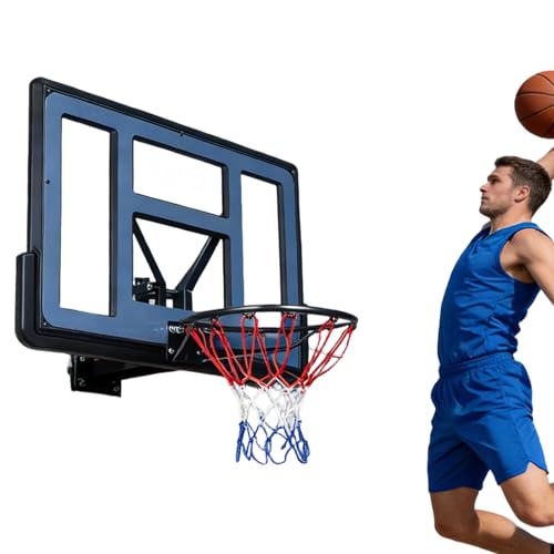 44“ x 30“ Wall Mounted Basketball Hoop,Basketball Hoop Wall Mount,PET Backboard Basketball Goal with All-Weather Net Fits for All Basketballs Systems Indoor Outdoor