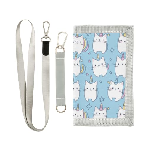 Wusikd Cute Cats Kids Wallet for Boys Girls Unicorn Horns Toddler Trifold Wallet Novelty Wallet for Teens Women Men