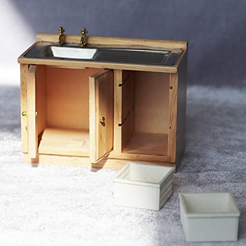 AirAds Dollhouse 1:12 Scale Dollhouse Miniature Kitchen Furniture Sink with Baskets