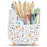 SKYDUE 360 Degree Rotating Desk Organizer, Dual-Purpose Pencil Pen Holder for Desktop, Desk Pen Organizer with 5 Slots, Office Supplies, Pencil Cup for Office, School, Home