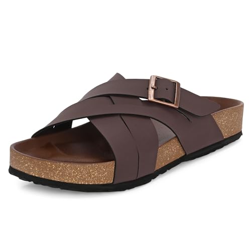 Image of Centrino Mens Cushion Sliders /Slippers|Berkin-Style Slip-On Sandals | Open Toe Design | Soft PU Footbed | Lightweight & Comfortable | Arch Support | On-Grip Sole | Casual Outdoor Wear (6868)
