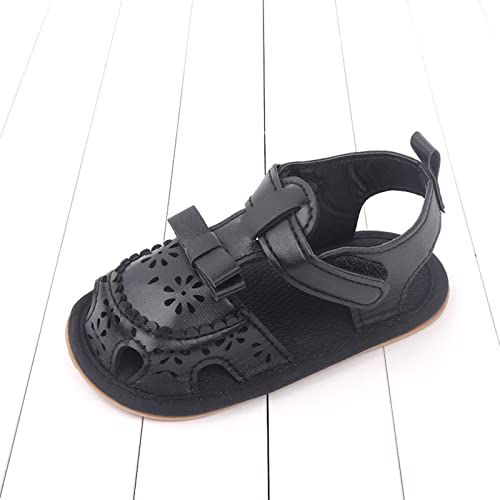 Girls Toddler/Little Kid/Big Kid Sandals Anti Slip Lightweight Shoes Fashion Summer Beach Outdoor (Black, 4 Infant)4