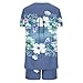 Women's Short Sleeve Pajama Sets Vintage Print Button Crewneck 2 Piece Set Fashion Casual Comfy Lightweight Sleepwear my the orders placed Light Blue L