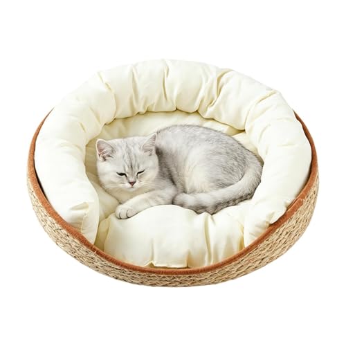 Almohadilla tejida para gatos diseño circular cesta de cuerda de algodón ecológica 2
