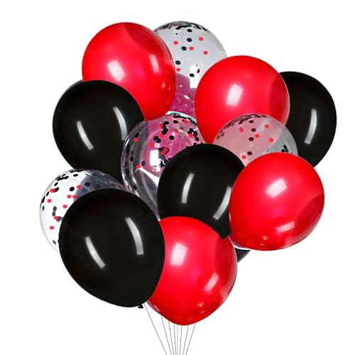 Image of GAKA Black, Confetti and Red Balloons 3 Style 12 Inch Pack of 50, Great for Weddings Birthdays Bridal Shower Graduation Party Decorations Supplies