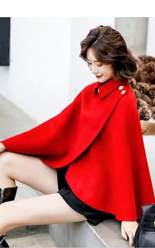 Women's Wool Blend Capelet Capes Hooded Warm Poncho In winter2