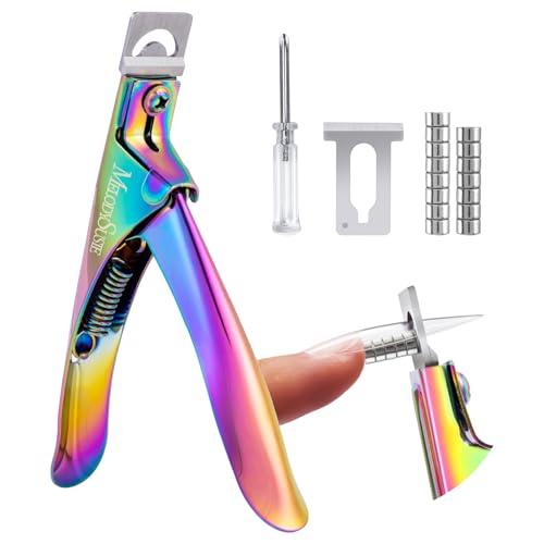 Image of MelodySusie Acrylic Nail Clippers with 15pcs Magnet Sizers, Professional Nail Clippers Cutters for Long Acrylic Gel Nails Tips, Adjustable Stainless Nail Trimmer, Manicure Tool for Salon Home, Rainbow