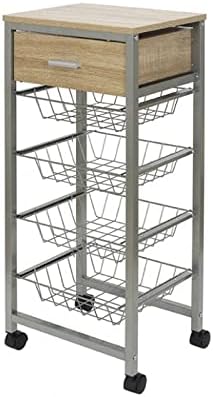 Duett Carrito verdulero, Madera, 4 estantes + cajón, 7