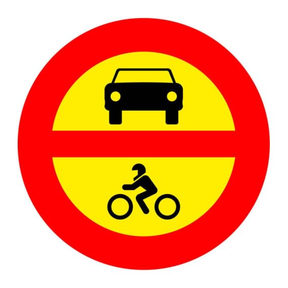 Señal de obra entrada prohibida a vehículos de motor en acero galvanizado SEKURECO
