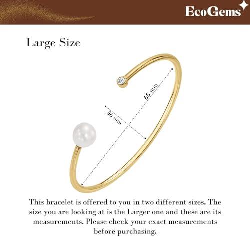 14K White/Yellow Gold Plated Silver Bracelet With Freshwater Cultured Pearl and 0.10 TCW Round Brilliant Diamond/Emerald, Bracelet For Women, Gift For Her Jewelry For Women4