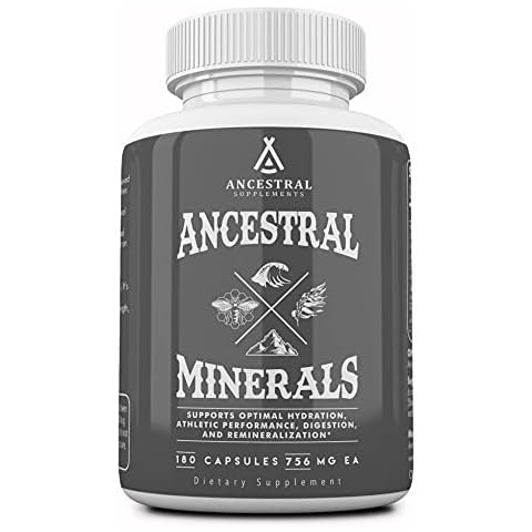 Ancestral Supplements Minerals & Electrolytes with Magnesium, Potassium, Sodium, Supports Optimal Hydration, Immune Health, Athletic Performance, Digestion, and Remineralization, 180 Capsules Cover