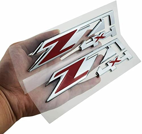 Emblemas Z71 4x4 cromados y rojos de repuesto para portón de Silverado, Sierra y Tahoe (2 uds)