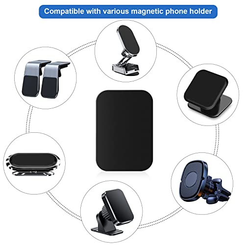 Rouclo 4 stuks metalen platen, metalen plaatjes, zelfklevende set met 3M-lijm voor magneet, mobiele telefoonhouder voor auto, zeer dunne metalen platen voor mobiele telefoon en tablet, zwart - Afbeelding 6