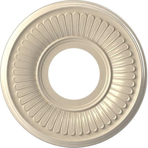Image of Ekena Millwork CMP10BEEPE Berkshire Thermoformed PVC Ceiling Medallion (Fits Canopies up to 4 1 /2 inch), 10 inchOD x 3 1 /2 inchID x 3 /4 inchP, Universal Metallic Pearl Mist