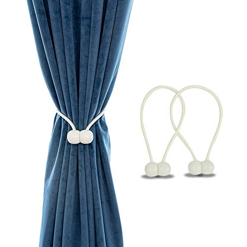 AINAAN 2 Packs Magnetic Curtain Tiebacks with Unique Wooden Balls for Home Office