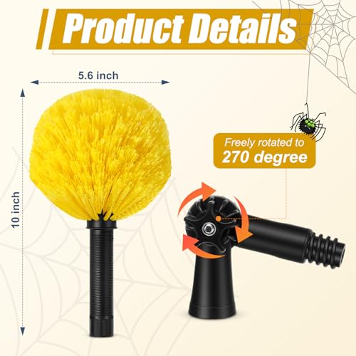 Image of Baderke Twist-On Cobweb Duster Head Brush Fits Standard 3 /4 Inch Threaded Poles Spider Web Remover with Universal Joint Spider Web Duster Brush for Outdoor & Indoor Web Cleaning(Yellow)